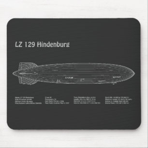 LZ 129 Hindenburg - Airship Blueprint Plans PD Mouse Mat