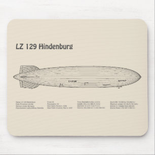 LZ 129 Hindenburg - Airship Blueprint Plans SD Mouse Mat