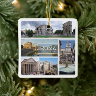 LZO006 ROME, Mosaic, Lazio, Italy, Ceramic Ornament