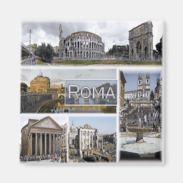 LZO012  ROME, Colosseum, Pantheon, Fridge Magnet (Front)