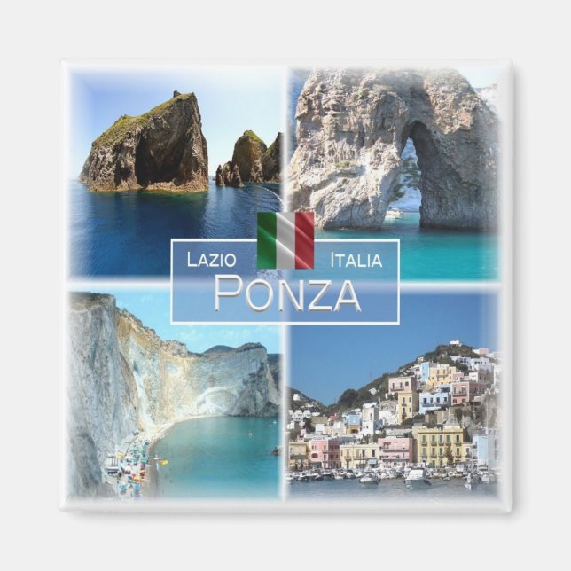 LZO018 PONZA - Mosaic - Lazio - Italy - Fridge Magnet (Front)