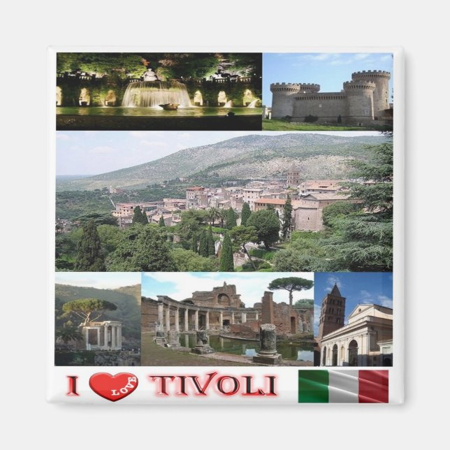 LZO037 TIVOLI I Love, Lazio, Italy, Fridge Magnet (Front)