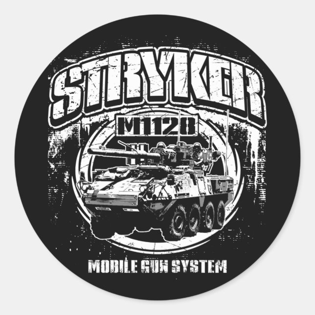 M1128 Stryker Mobile Gun System Classic Round Sticker (Front)