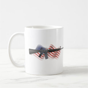 M16 Rifle with US Flag Coffee Mug