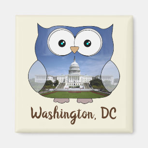 M190132 Chubby Owl   Washington DC i Souvenir Magnet