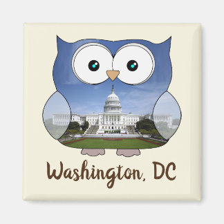M190132 Chubby Owl | Washington DC i Souvenir Magnet
