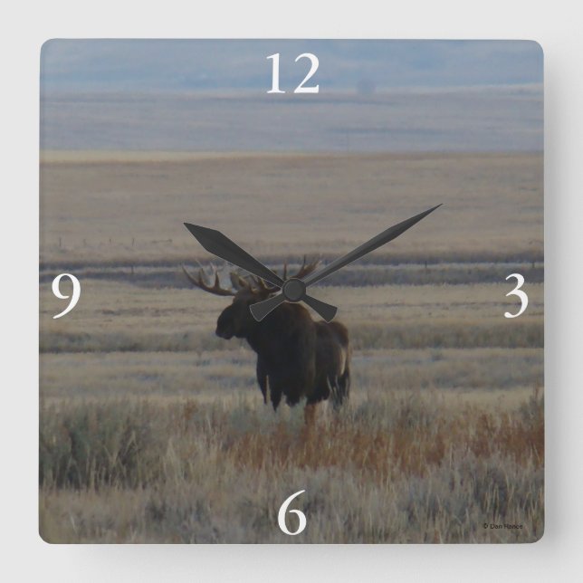 M1 Bull Moose Square Wall Clock (Front)