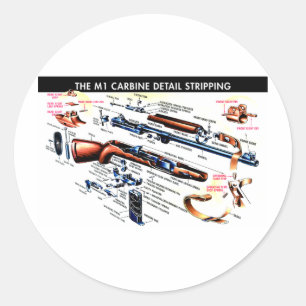 M1 Carbine Stripped Classic Round Sticker