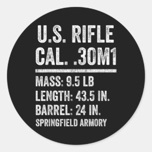 M1 Garand Rifle Funny Ww2 Vet World War Two Vetera Classic Round Sticker