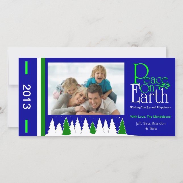 M1 Peace On Earth-Royal Holiday Xmas Photo Cards (Front)