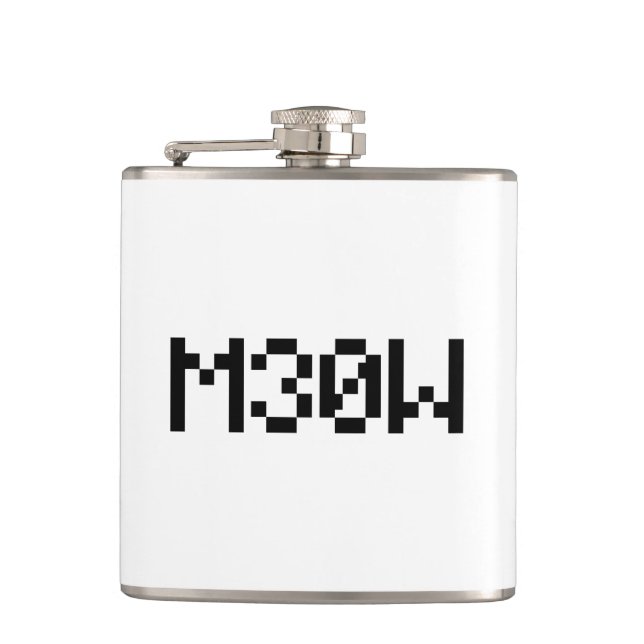 M30W [Leetspeak Animal Sounds] Hip Flask (Front)