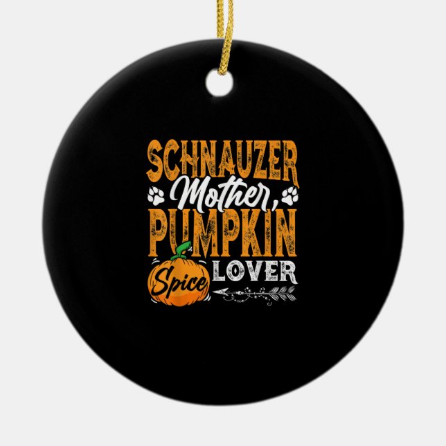 M3SSS Miniature Schnauzer Dog gift Halloween Fall Ceramic Tree Decoration (Front)