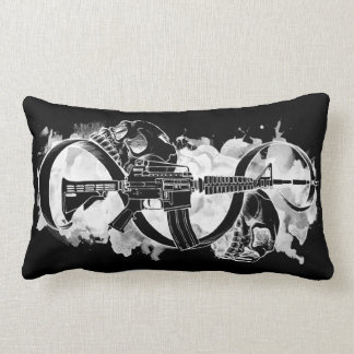 M4 and Skulls Black and White Lumbar Cushion