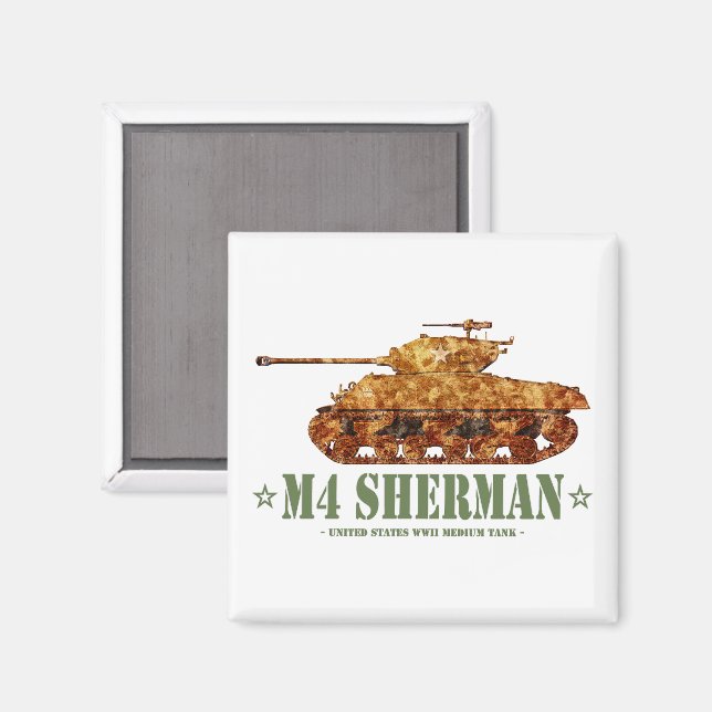M4 Sherman World War Two American Medium Tank WWII Magnet (Front/Back)