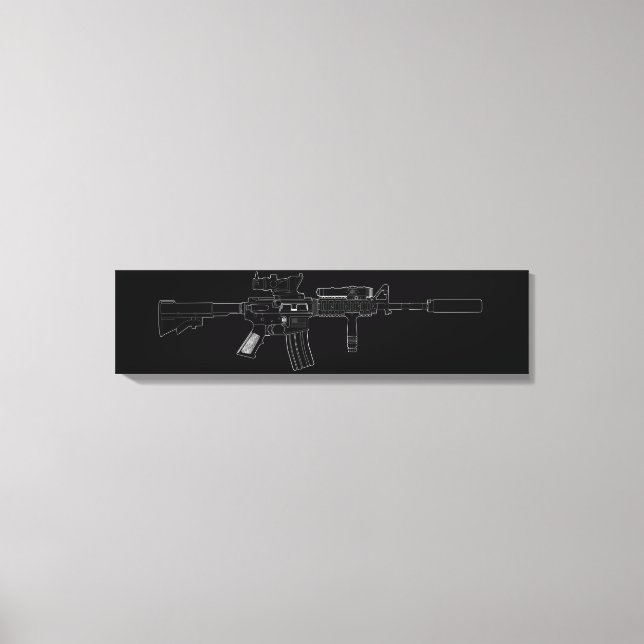 M4 SOPMOD Black Canvas Print (Front)