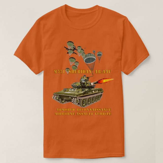 M551 Sheridan Firing ARVAAV w Paratroopers T-Shirt (Design Front)