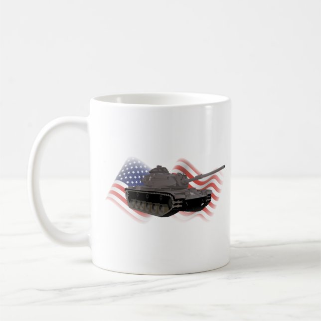 M60 American Battle Tank with American Flag Coffee Mug (Left)