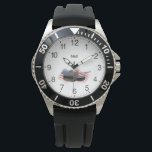 M60 American Battle Tank with American Flag Watch<br><div class="desc">A detailed illustration of a legendary American battle tank,  the M60,  in front of the American flag. This tank has successfully participated in numerous conflicts around the world,  such as the Vietnam War and the Gulf War. Some may also call it a Cold War icon.</div>