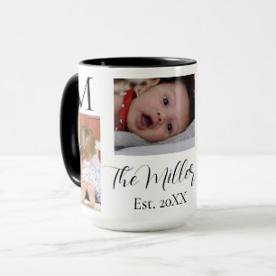 M9odern onogram Family Photo Collage Personalised  Mug
