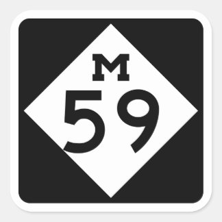 M-59 Highland/Hall Rd Mich Hwy Sign Square Sticker