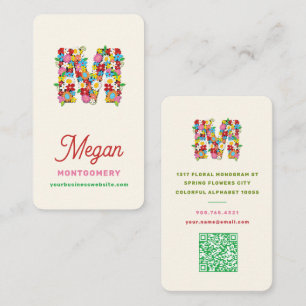 M Alphabet Monogram Letter Colourful Spring Flower Business Card