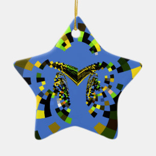 M Blue Ceramic Tree Decoration