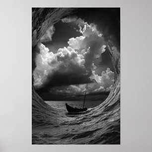 M.C. Escher Inspired Repeating Ship Falling Poster