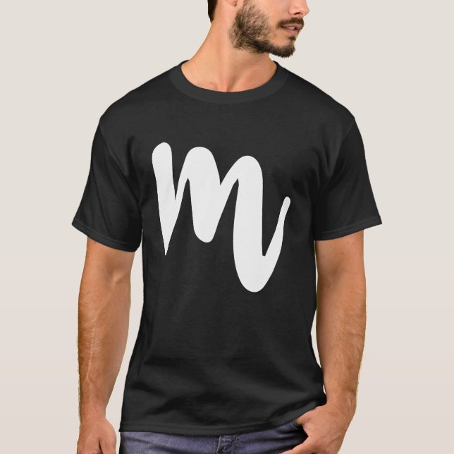 M Capital Letter Cool Initials ABC T-Shirt (Front)