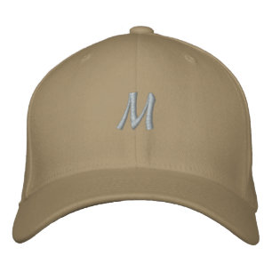 M Character Monogram Initial Flexfit Wool Men's Embroidered Hat