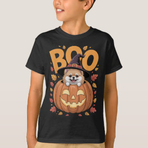 M Costume On Pumpkin Halloween Meranian  T-Shirt
