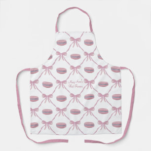 M Custom Pink Macarons Frilly Coquette Bow Apron