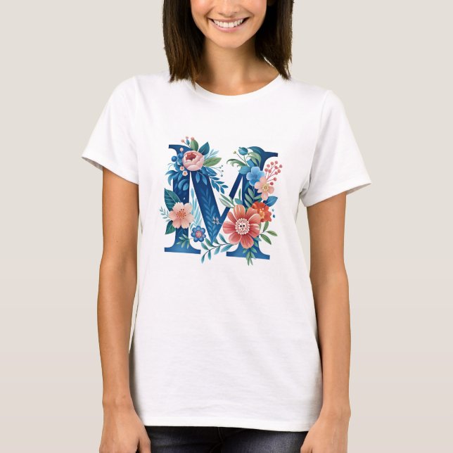 'M' decorative floral monogram T-Shirt (Front)