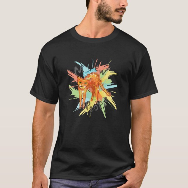 M  Ew People  Cat Watercolour Print Fun T-Shirt (Front)