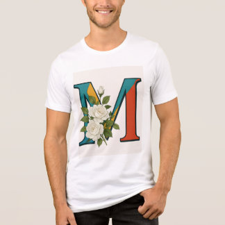 M Floral Monogram,M Initial with Flower Touch Tri-Blend Shirt