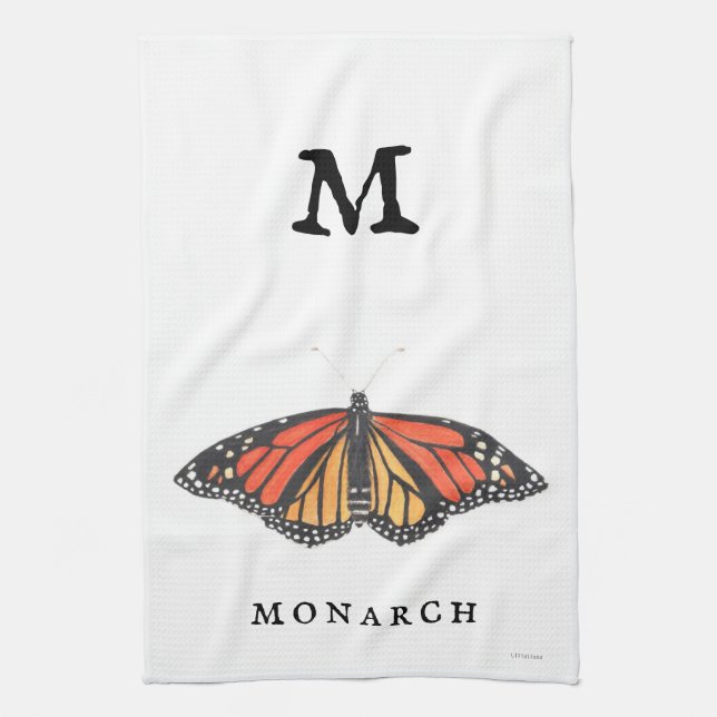 "M" for Monarch  Tea Towel (Vertical)