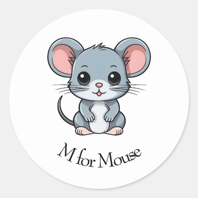 M for Mouse Classic Round Sticker (Front)
