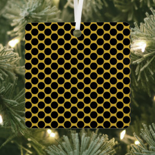 M Gold Desk Mat with Modern Black Dot Style Square Metal Tree Decoration