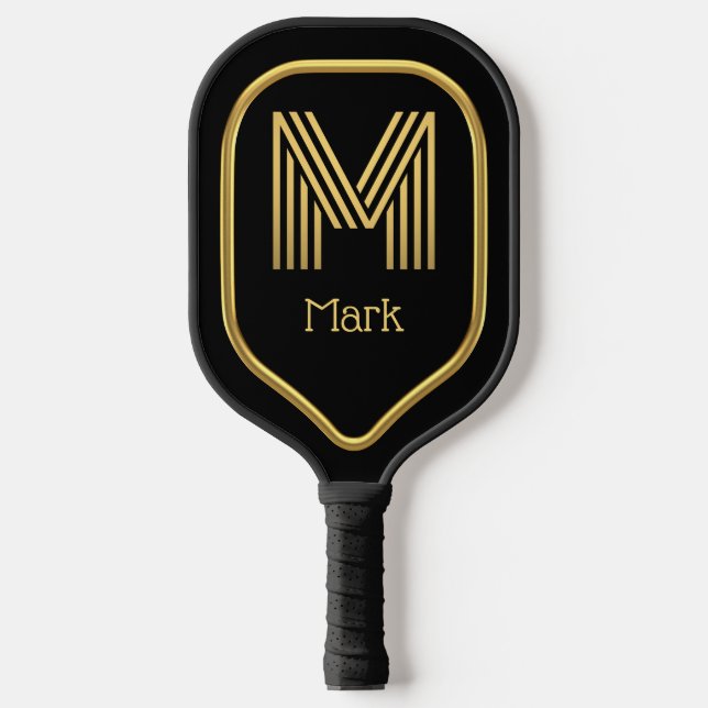 M Gold Initial Pickleball Paddle (Front)
