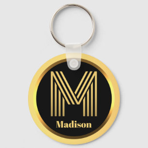M Gold Monogrammed Letter Personalised Key Ring