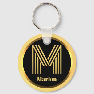 M Gold Monogrammed Letter Personalised Key Ring