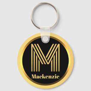 M Gold Monogrammed Letter Personalised Keychain