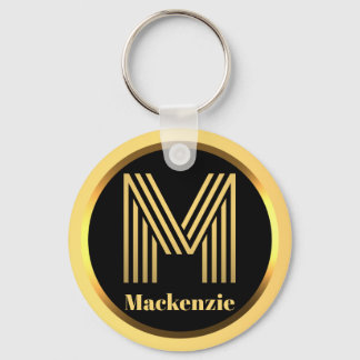 M Gold Monogrammed Letter Personalised Keychain