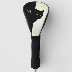 M Green Eyed Black Cat Golf Head Cover