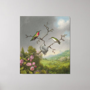 M. HEADE - Hummingbirds and Apple Blossoms (1865)  Canvas Print
