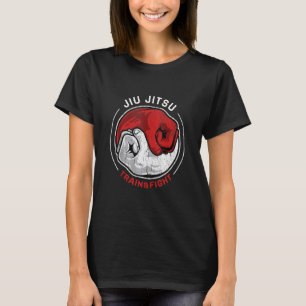 M Ial Jiu Jitsu Retro Train Fight Yin Yang Fist T-Shirt