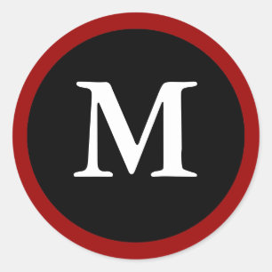 M : Initial M Letter M Red, White & Black Stickers