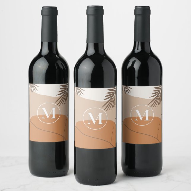 M - Initial Monogram Letter M Abstract Design Wine Label (Bottles)