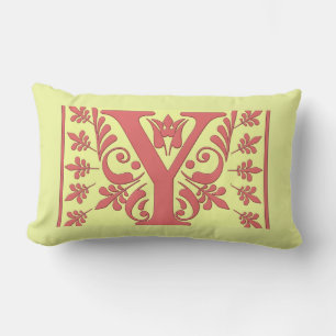 M INITIAL PILLOW - Pink M on YELLOW Background