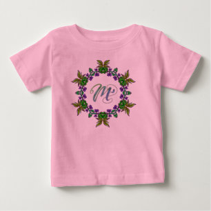 M Initial Unique Fun Cute Boho Flowers Pretty Girl Baby T-Shirt