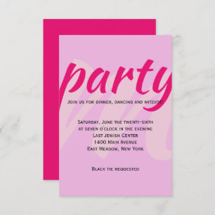 M INITIALS Bat Mitzvah Party Reception Card